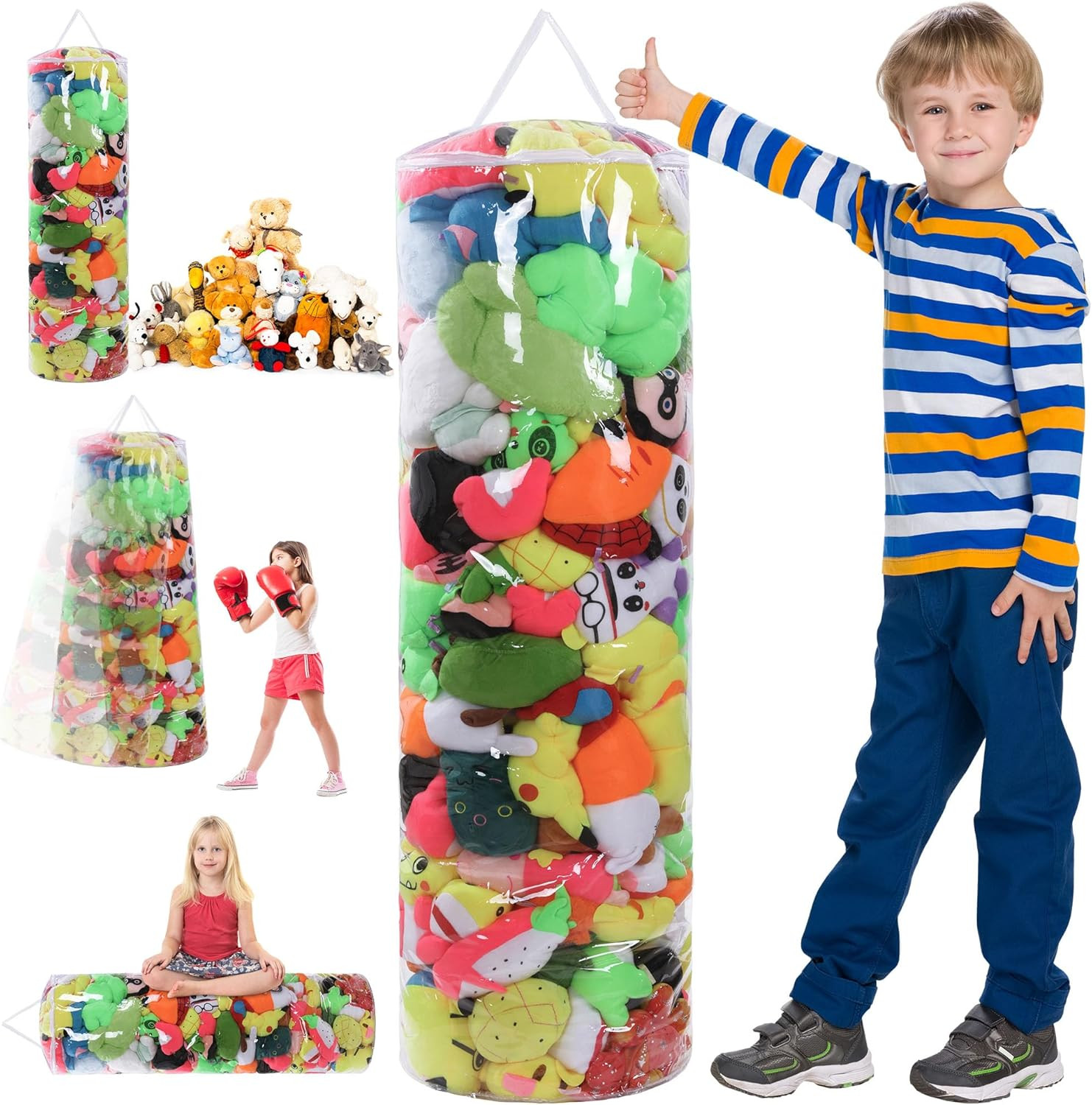 BALAPET Clear Stuffed Animal Bean Bag Cover for Kids,Waterproof PVC Storage Soft gallery