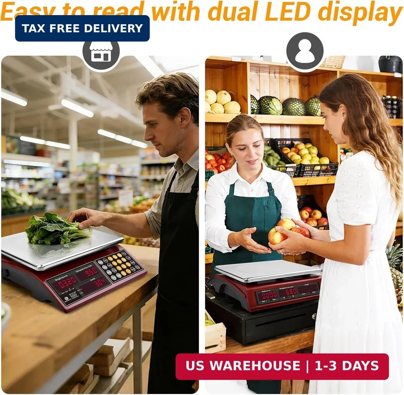 66lb Digital Commercial Kitchen Scale with Price Computing - Rechargeable Stainl gallery