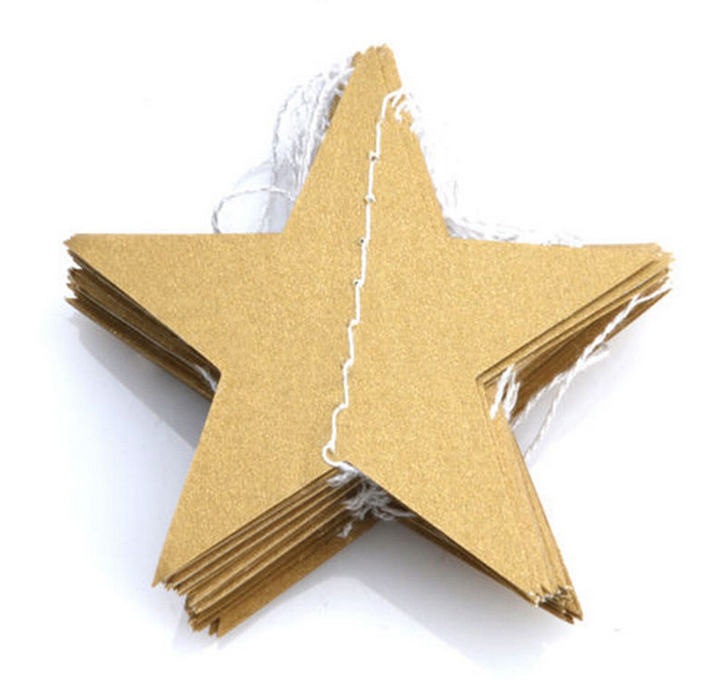 Gold Silver Paper Star Hanging Garland Decoration 13 Foot Long String (2pack) gallery