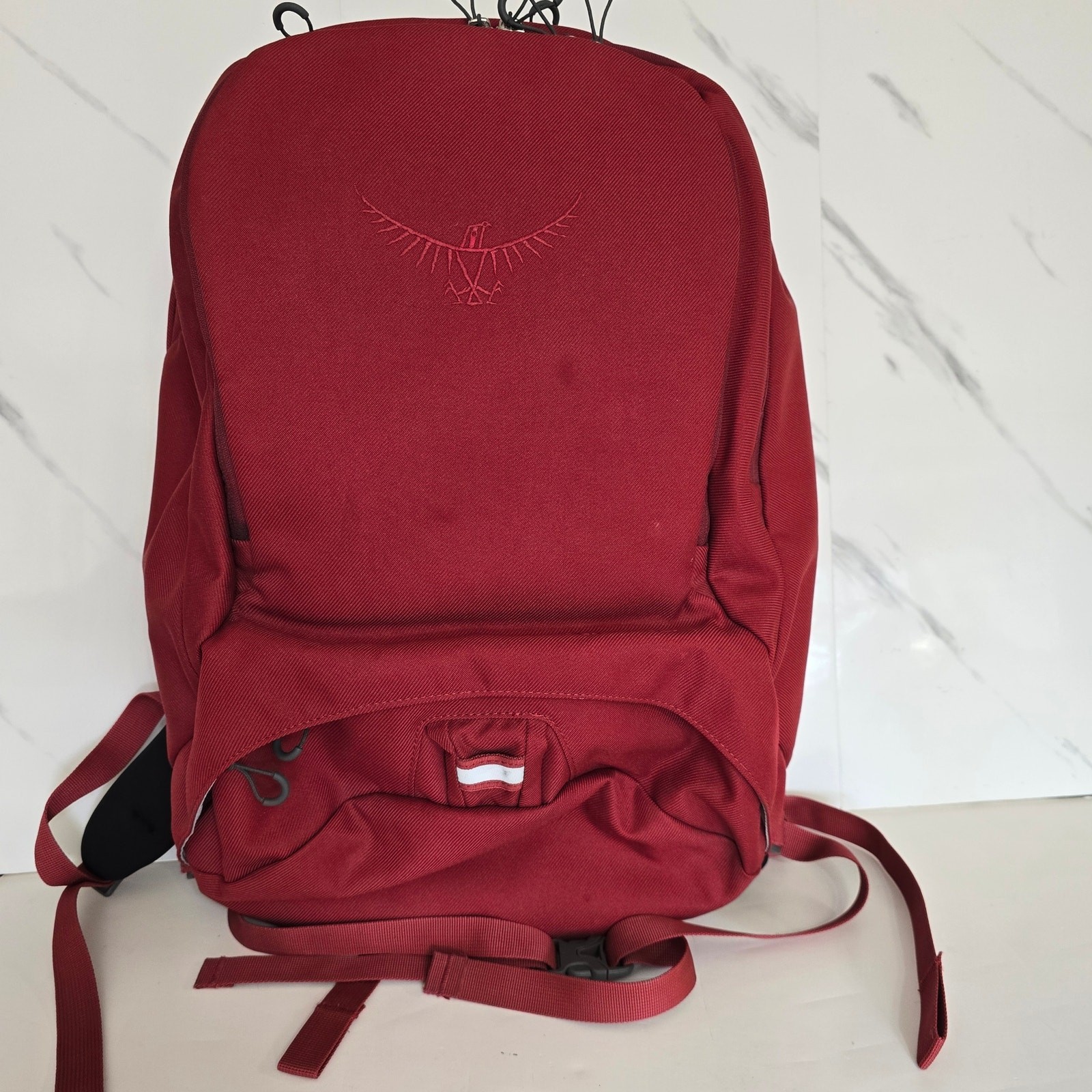 Osprey Cyber Laptop Backpack Red Commuter Daypack Padded Sleeve Pockets EUC