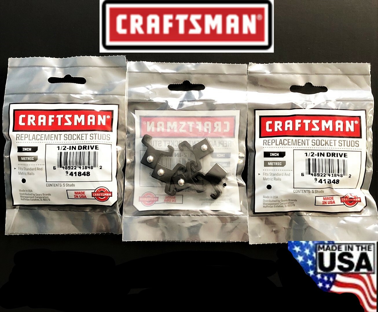 15 CRAFTSMAN 1/2" BLACK REPLACEMENT SOCKET STUDS RACK RAIL CLIPS 941848 USA MADE gallery