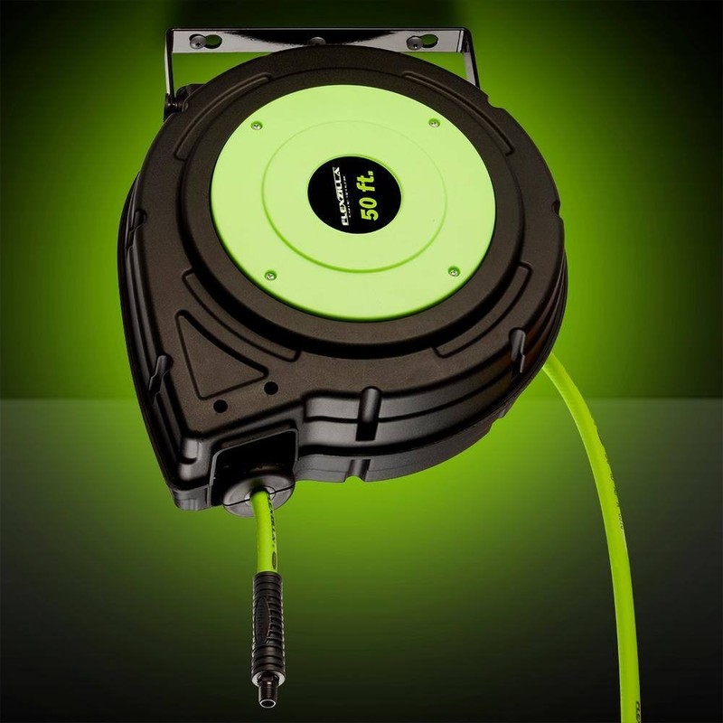 Flexzilla Air Hose Reel 3/8X50 Ft Wall Enclosed Retractable Abrasion Resistant gallery