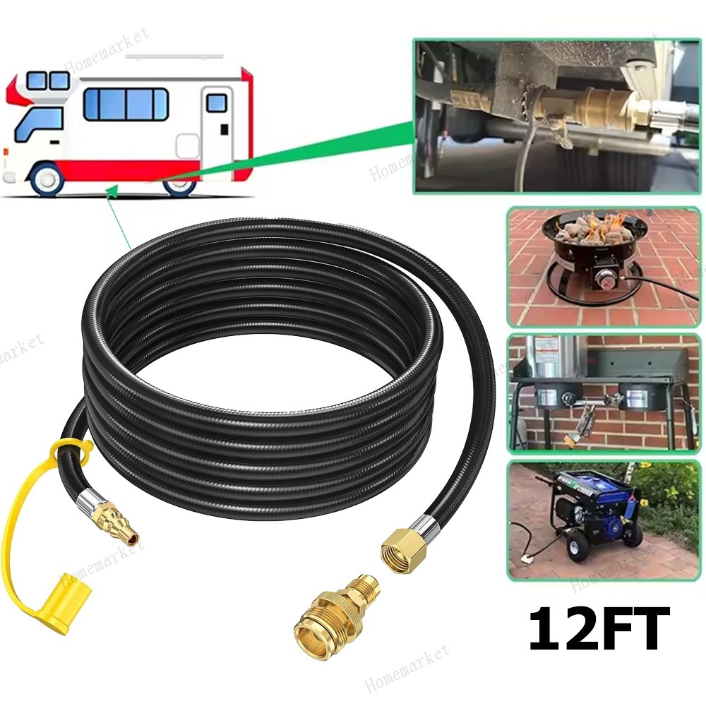 12 FT LP Propane Quick Connect Hose Gas Grill Hose for 1 LB Appliance 3/8 Female gallery