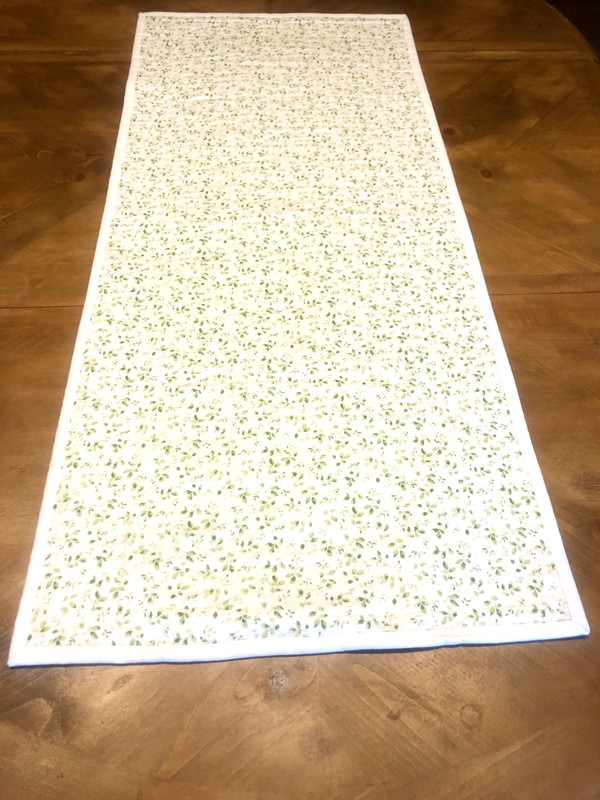 Reversible Quilted Table Runner Handmade Lemons Yellow Green Plaid 45"x20" gallery