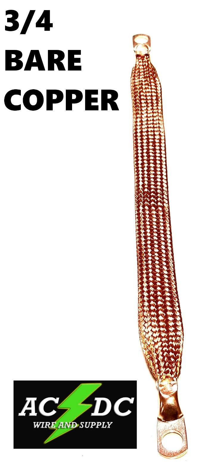 Bare Copper Earth Ground Strap with Terminals ,CAR, TRUCK, RV, CARTS gallery