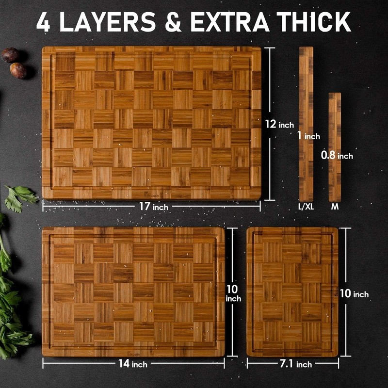 Three-Piece Extra Large Bamboo Cutting Board Set - Durable with Juice Grooves gallery