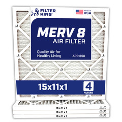 Filter King 15x11x1 Air Filter 4-PACK MERV 8 Actual Size 15 x 11 x .75″