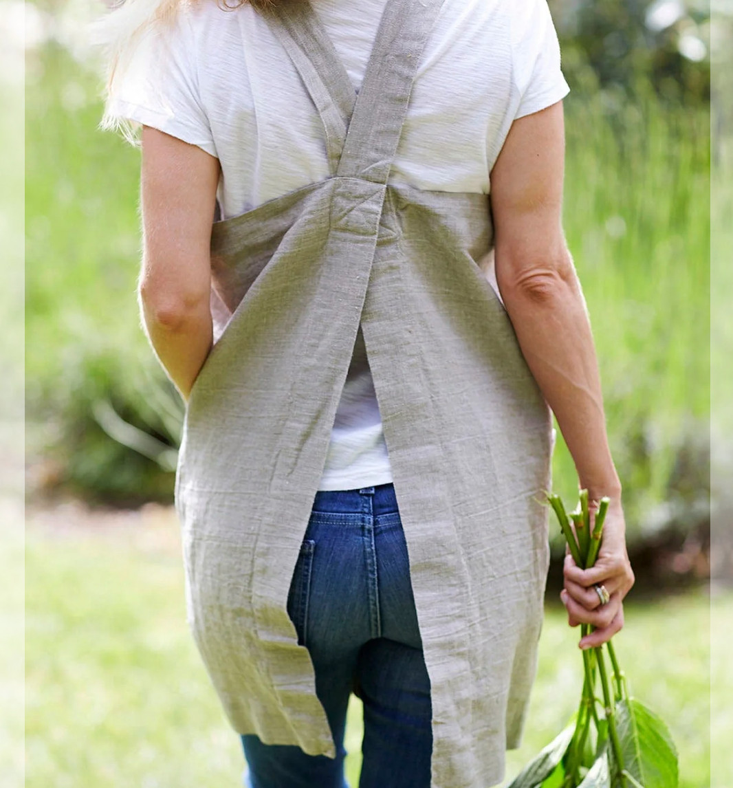 Rough Linen Apron / Pinafore / Smock with Pockets-Natural Linen Color-MSRP $97 gallery