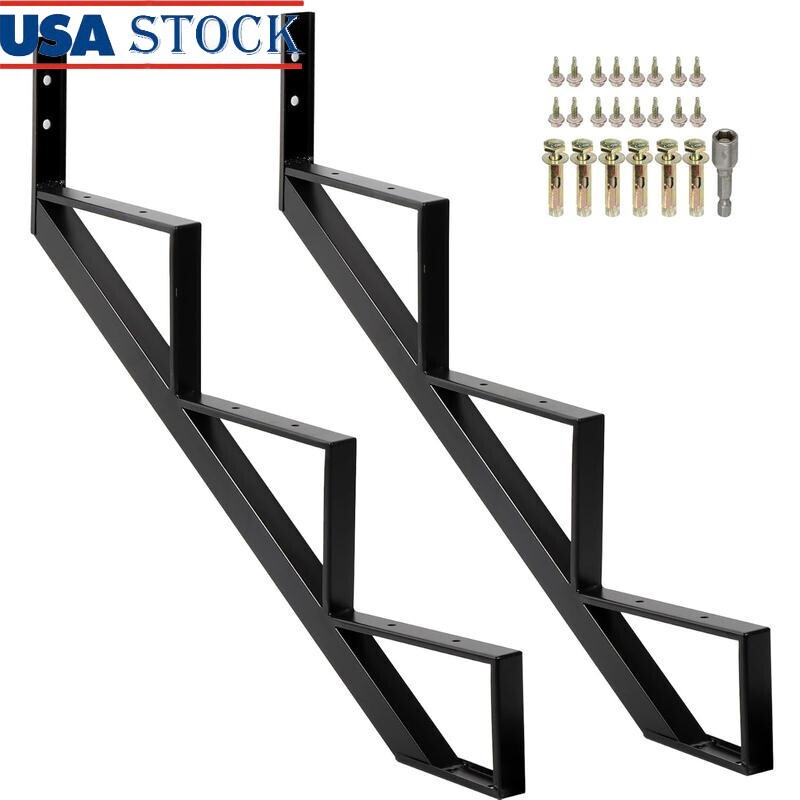 Steel Stair Stringer Riser 2 Pack Heavy Duty Stair Step Support Outdoor Use