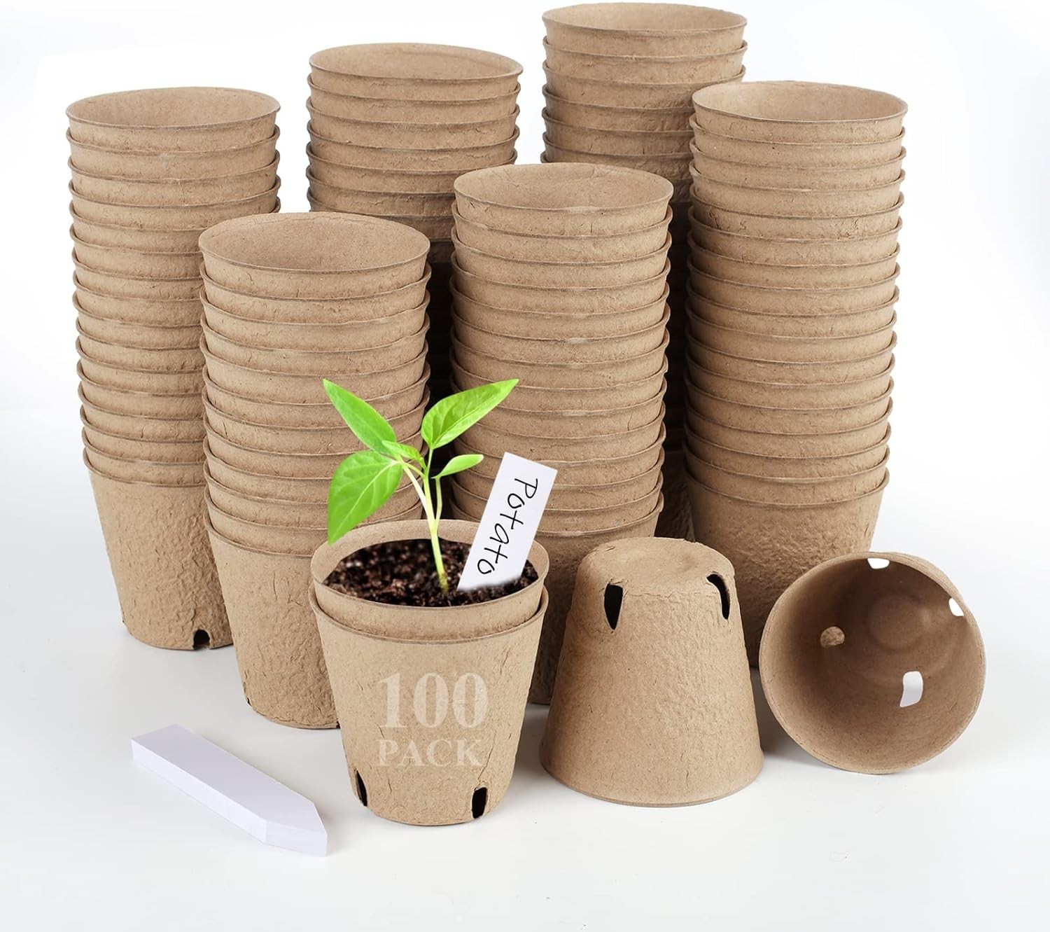 50 or100 Peat Pots 3.15Inch Seed Starting Pots with Drainage Holes round Nursery gallery