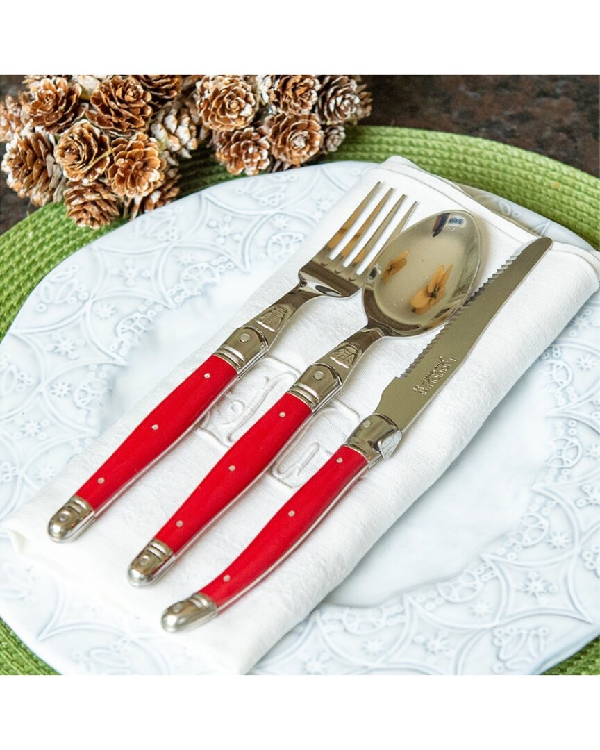 Jean Dubost 18Pc Everyday Flatware Set With Tray Red gallery