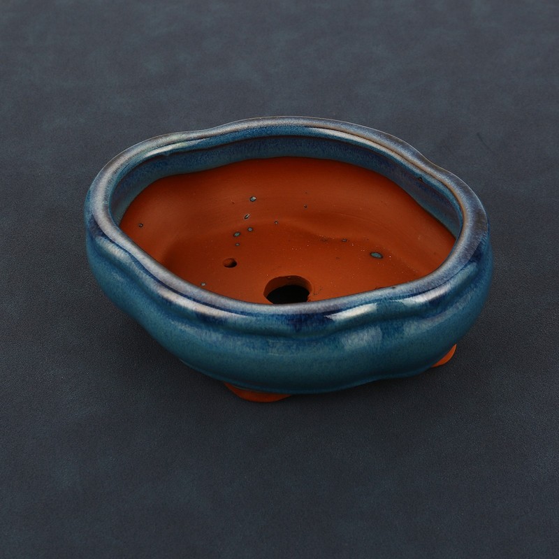 Ceramic Small Oval Glazed Bonsai Planter Pot Cactus Succulent Pots Drainage Hole gallery