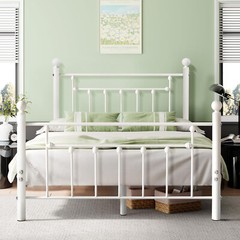 Black/White Metal Platform Bed Frame Twin/Full/Queen Mattress Base Slat Support