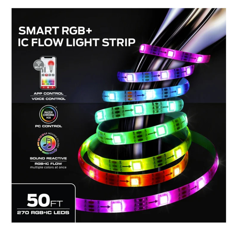 Monster Smart Lighting Indoor LED Light Strip, RGBIC Multicolor Flow LED Lights gallery