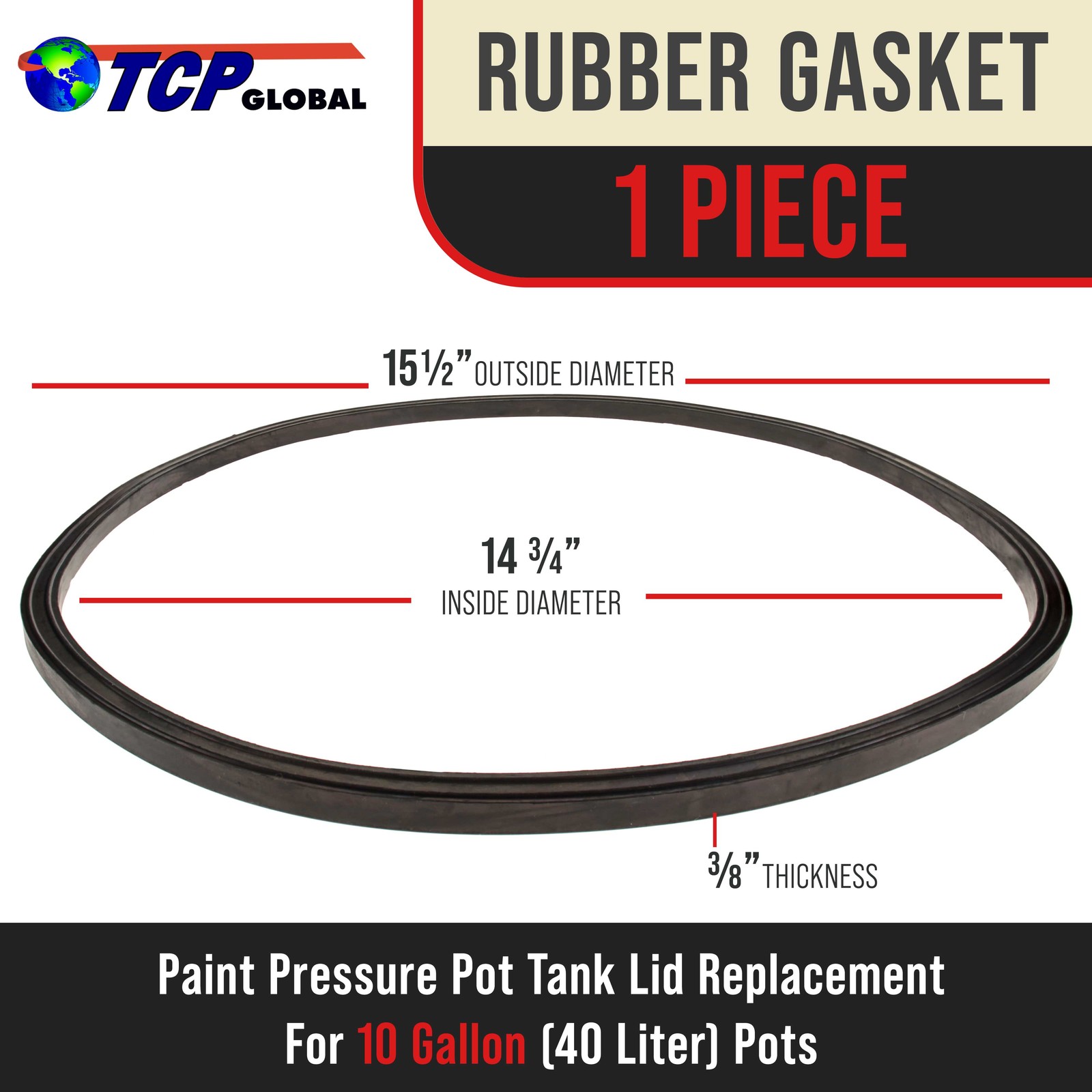 10 Gal. Replacement Lid Gasket for Pressure Paint Pot Tank Spray Gun TCP GLOBAL gallery
