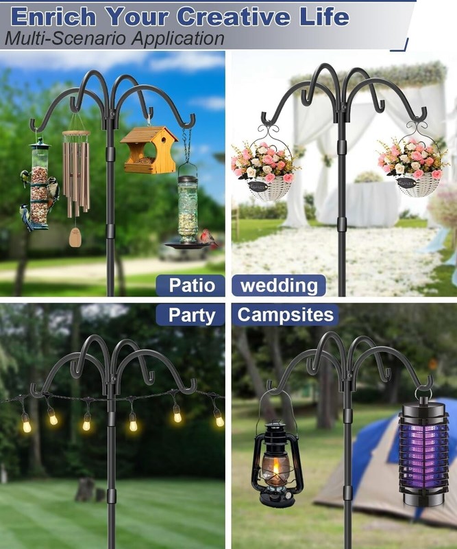 Upgrade 4-Hook Shepherds Hooks for Outdoor with Plastic Tube, 60" Heavy Duty Bir gallery