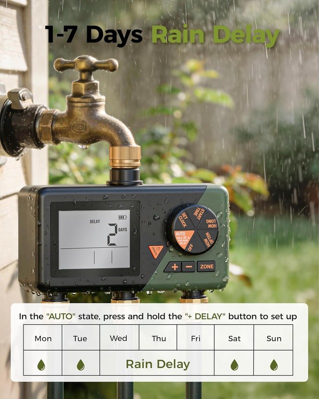 Sprinkler Timer 3 Zone Water Hose Timer for Garden Rain Delay Manual / Auto Mode gallery