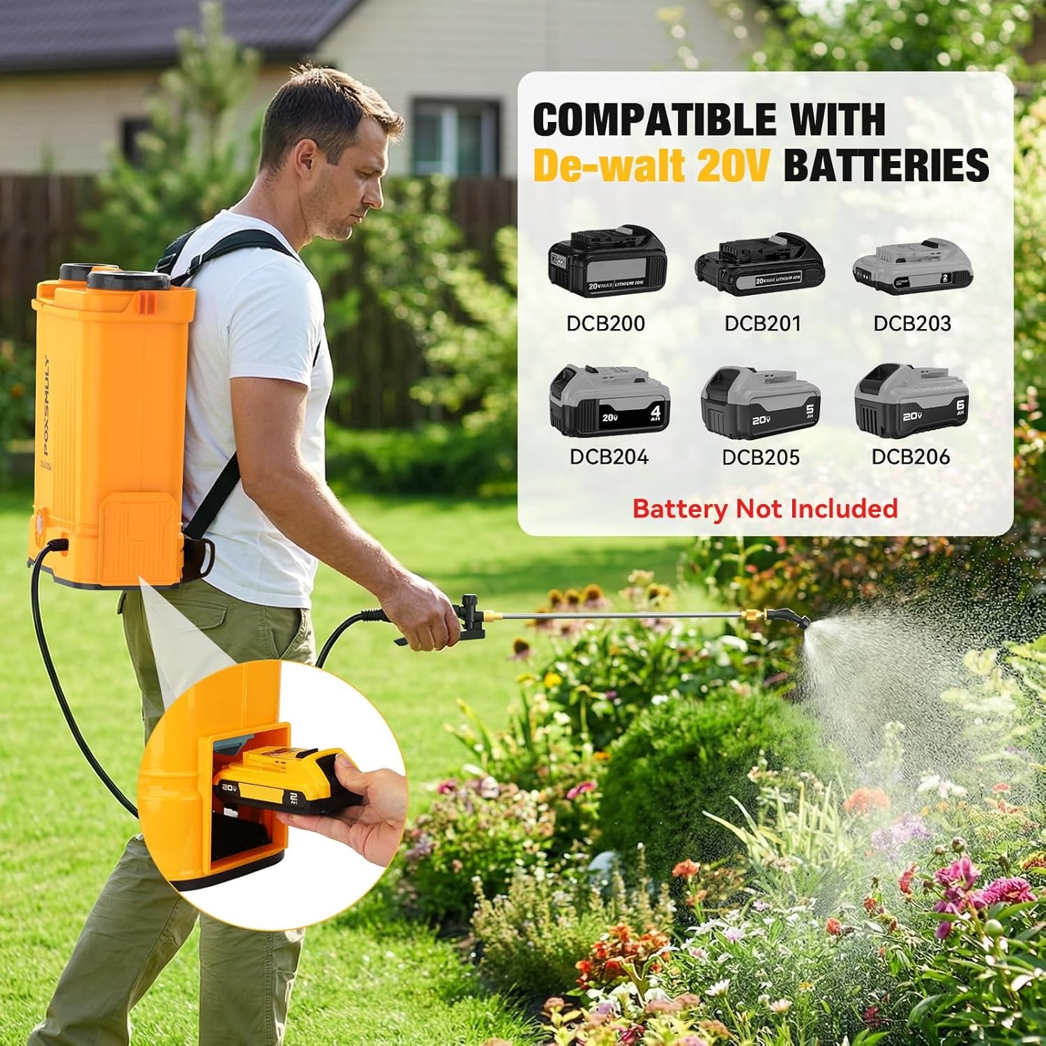 Battery Powered Backpack Sprayer for DeWalt 20V 5.3 Gal 100 PSI gallery