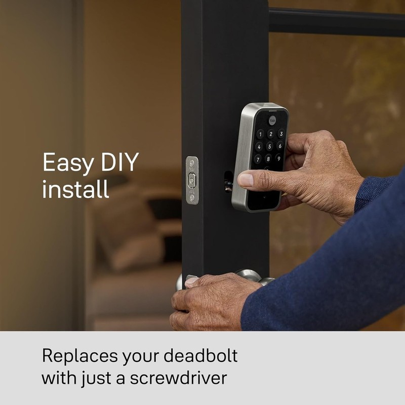 Satin Nickel Code Keypad Deadbolt Front Door Lock for Keyless Entry, -NR-619 gallery
