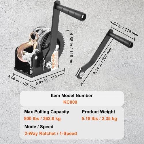 Hand Winch 800 lbs Pulling Capacity Boat Trailer Winch Heavy Duty Rope gallery