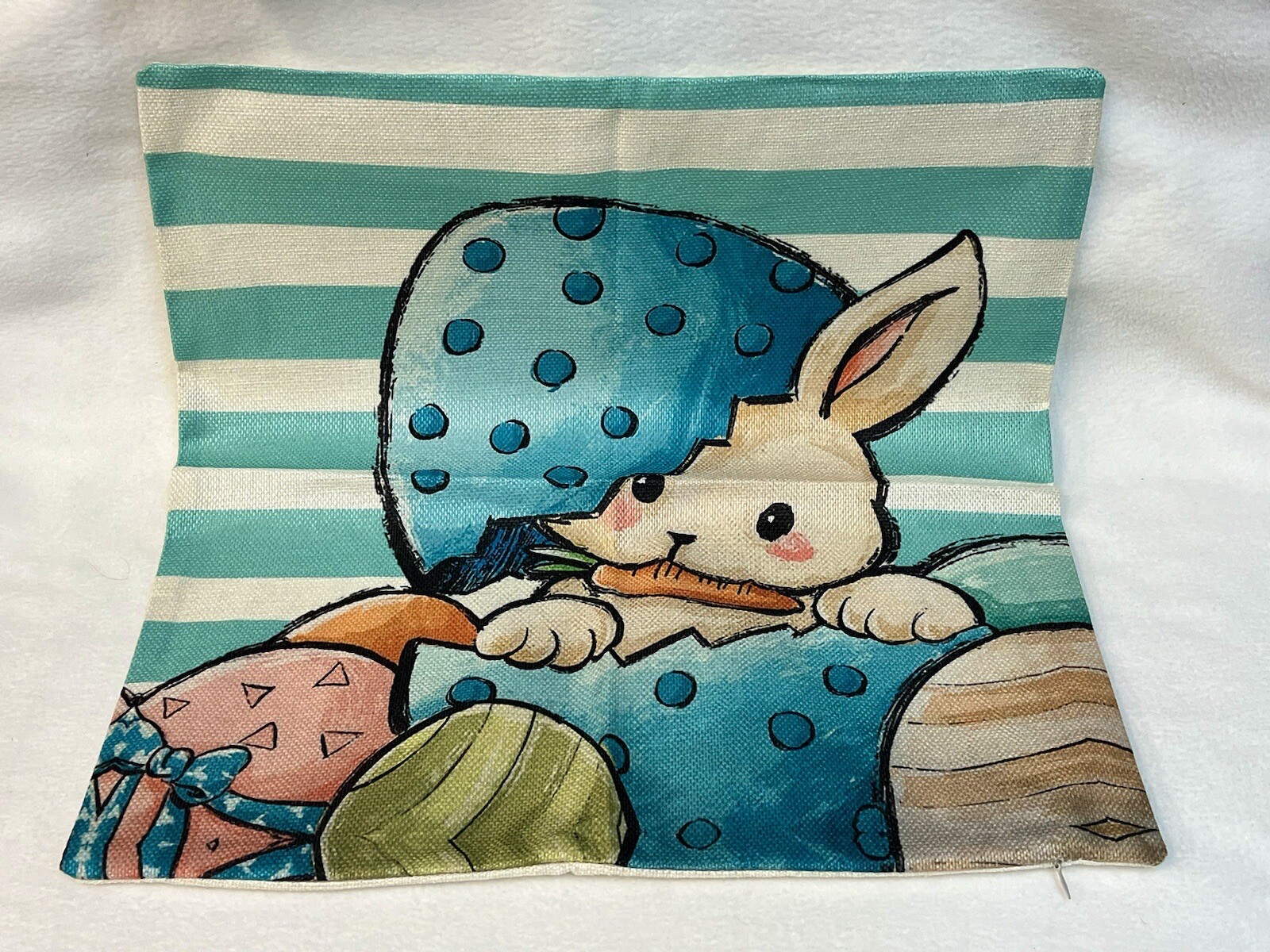 Bunny Eggs Cartoon Fun Spring Easter Throw Pillow Cover Holiday Spring Decor gallery