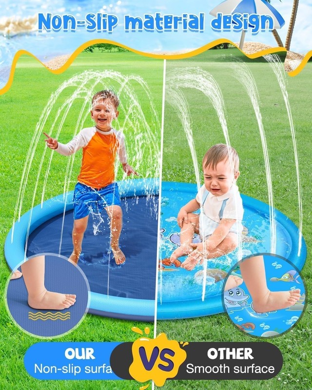 Splash Pad 12 ft Non Slip Extra Large Thicken Sprinkler Pool Lewt gallery