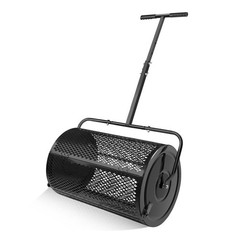 24” Black Peat Moss Compost Spreader Lawn Garden Care Manure Spreaders Roller