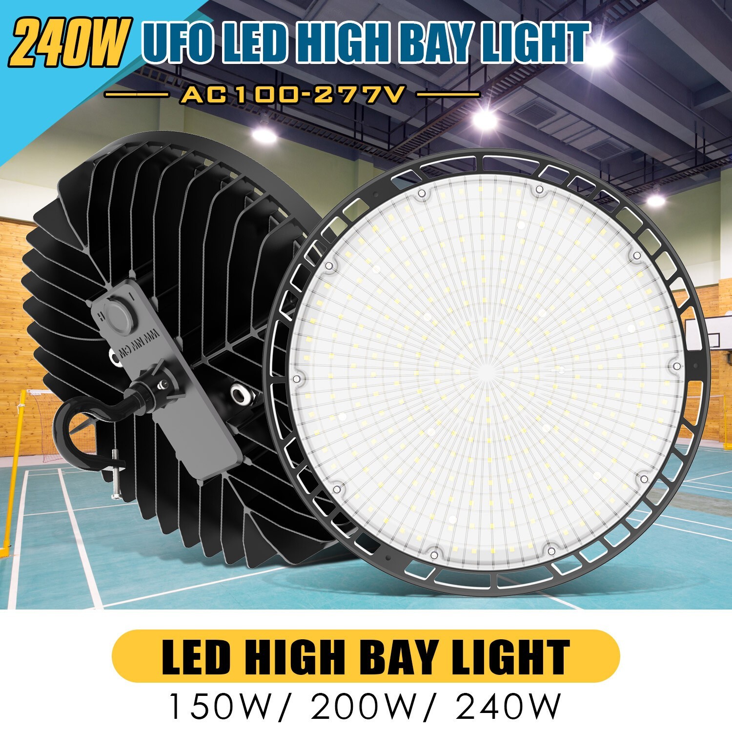 LED High Bay Light 240W/200W/150W Low Bay UFO Warehouse Industrial Lamp Lighting gallery