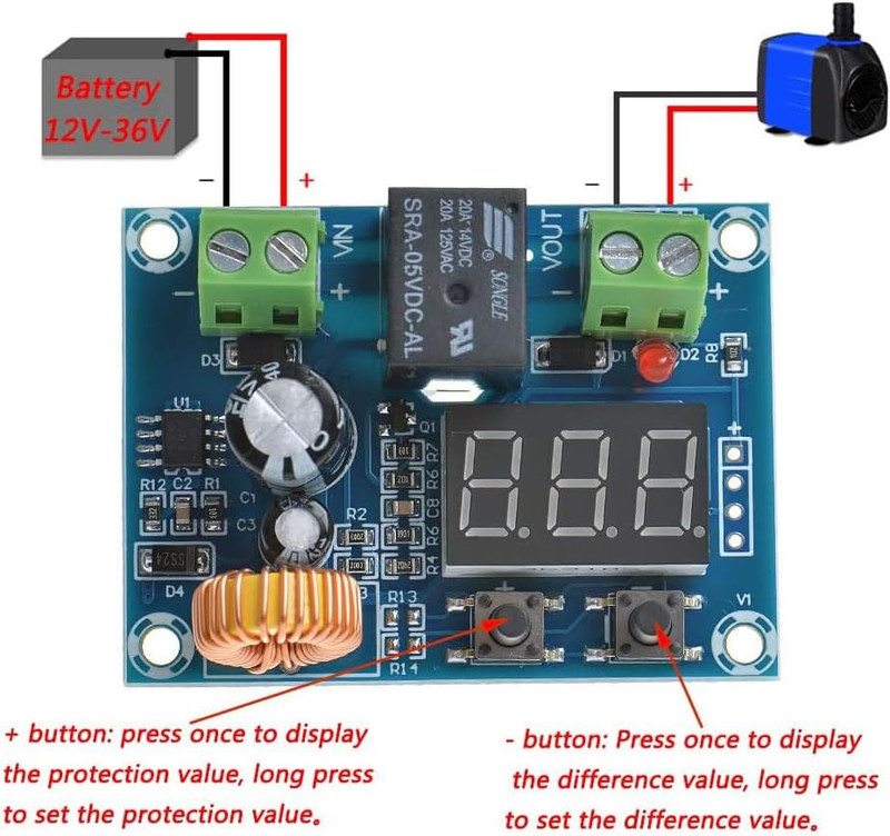 Digital Low Voltage Protector 12V-36V Disconnect Switch Cut off over Discharge gallery
