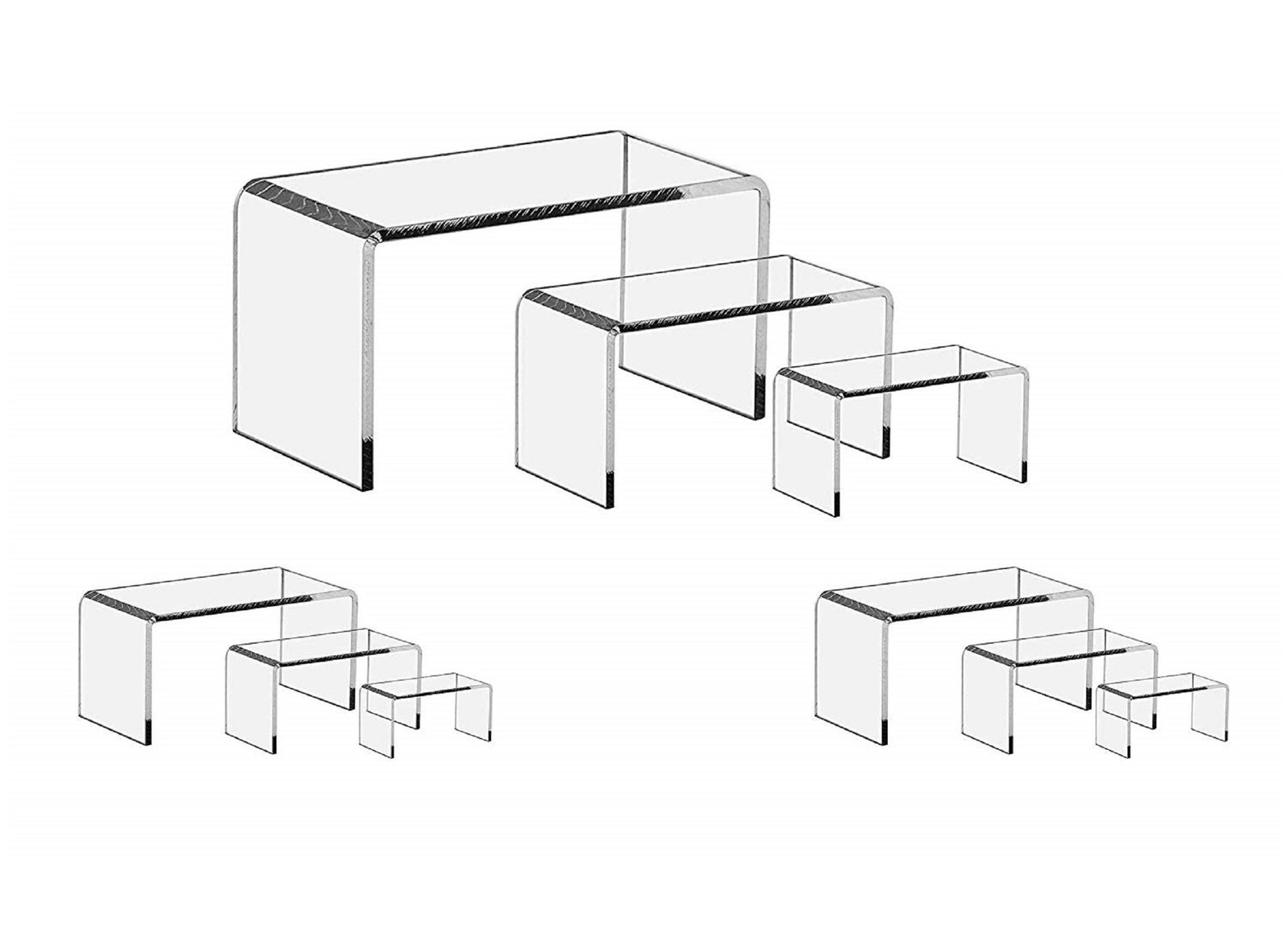 9 Piece Set - Clear Acrylic Display Risers, Acrylic Clear Riser Set gallery