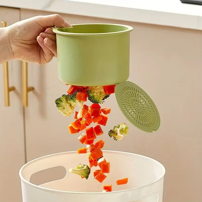 1pc Press Type Drain Basket Kitchen Sink Food Strainer Organizer - NEW gallery