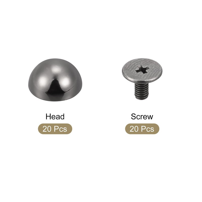 10x6mm Screw Back Rivets Solid Round Head Leather Studs Black 20 Sets gallery