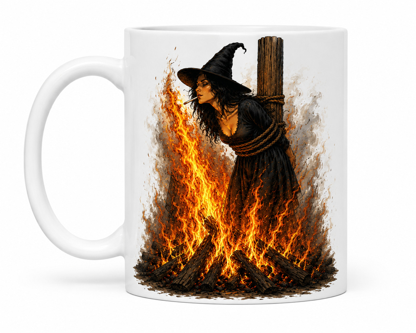WHATEVER...Fearless Witch At The Stake Witch Burning Mug 12 or 15 oz Size gallery