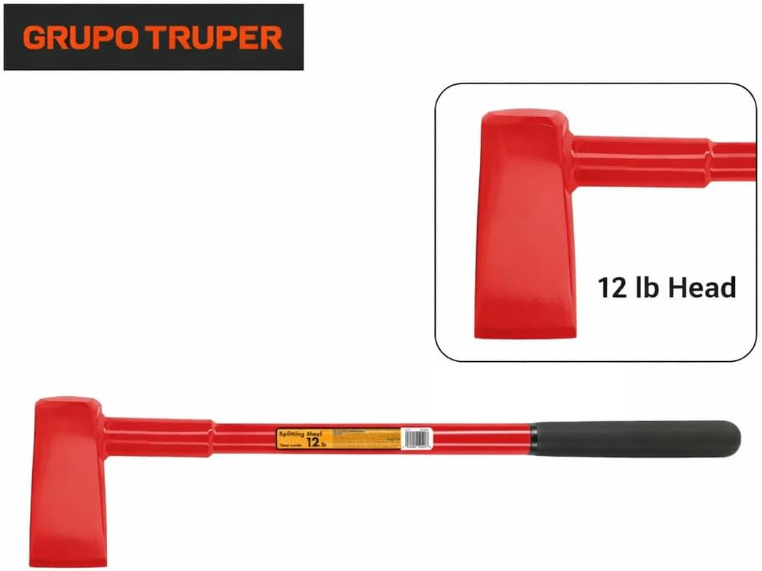 12 Lb Splitting Maul, 27-Inch High-Strength Steel Handle, 9-Inch Non-Slip Cushio gallery