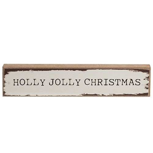 New PRIMITIVE CHRISTMAS Block Signs Stick 3pcs 6"Wx1"H Wood Painted MINI Rustic gallery