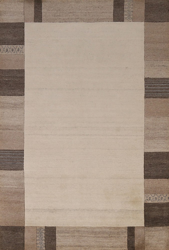 Bordered Eye-catching Gabbeh Area Rug Hand-tufted Wool 5x8 ft
