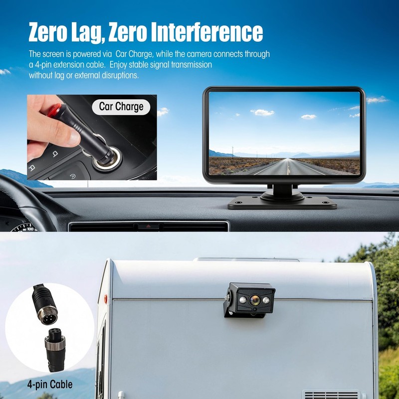 7" Touchscreen DVR System with Wired Backup Camera - 20G Vibration Proof gallery