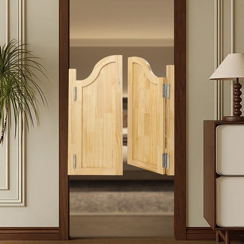 Log Color Swing Solid Wood Door, Partition Door for Shop Entrance Partition gallery