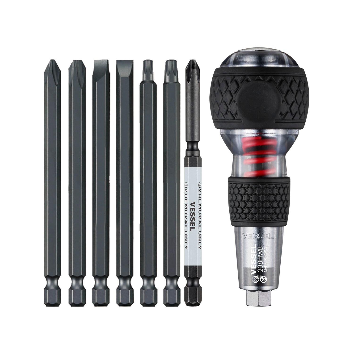 Vessel Manual Impact & Out Screwdriver w 7pc Bit Set 238HWB7PU Japan JIS gallery