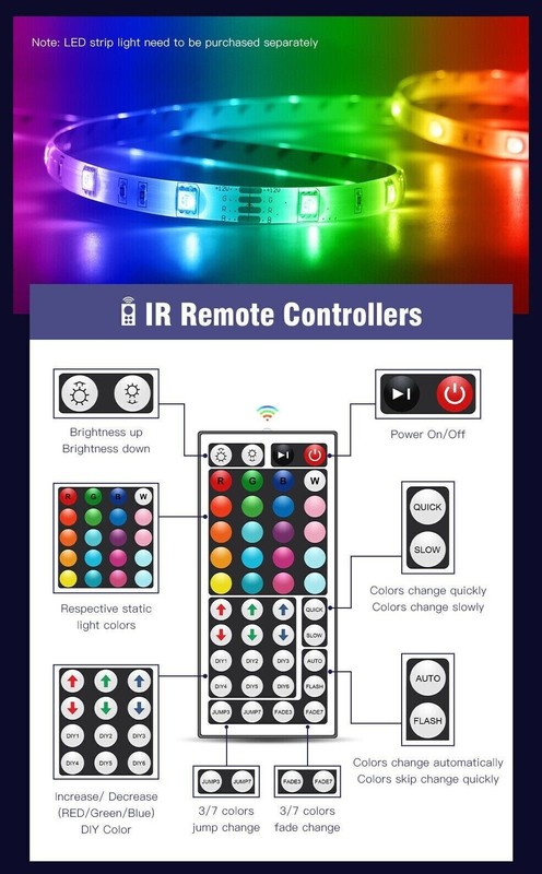 32ft LED Strip Lights Remote Control Bedroom for Indoor Use gallery