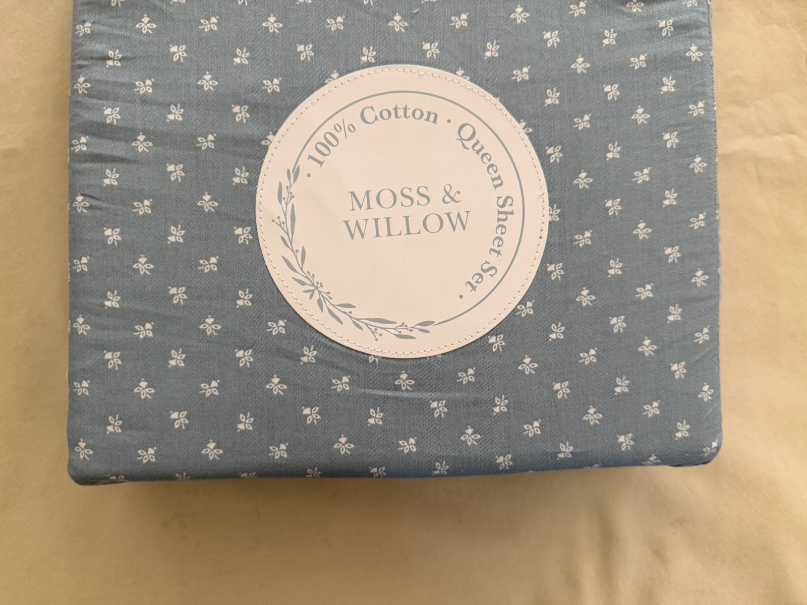 NEW 4pc Moss & Willow Queen Sheet Set Cottage Petite Floral Blue & White gallery
