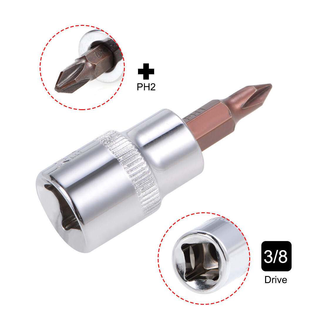 3 Pcs Phillips Bit Socket 3/8" Drive x PH2 S2 and Cr-V Steel gallery