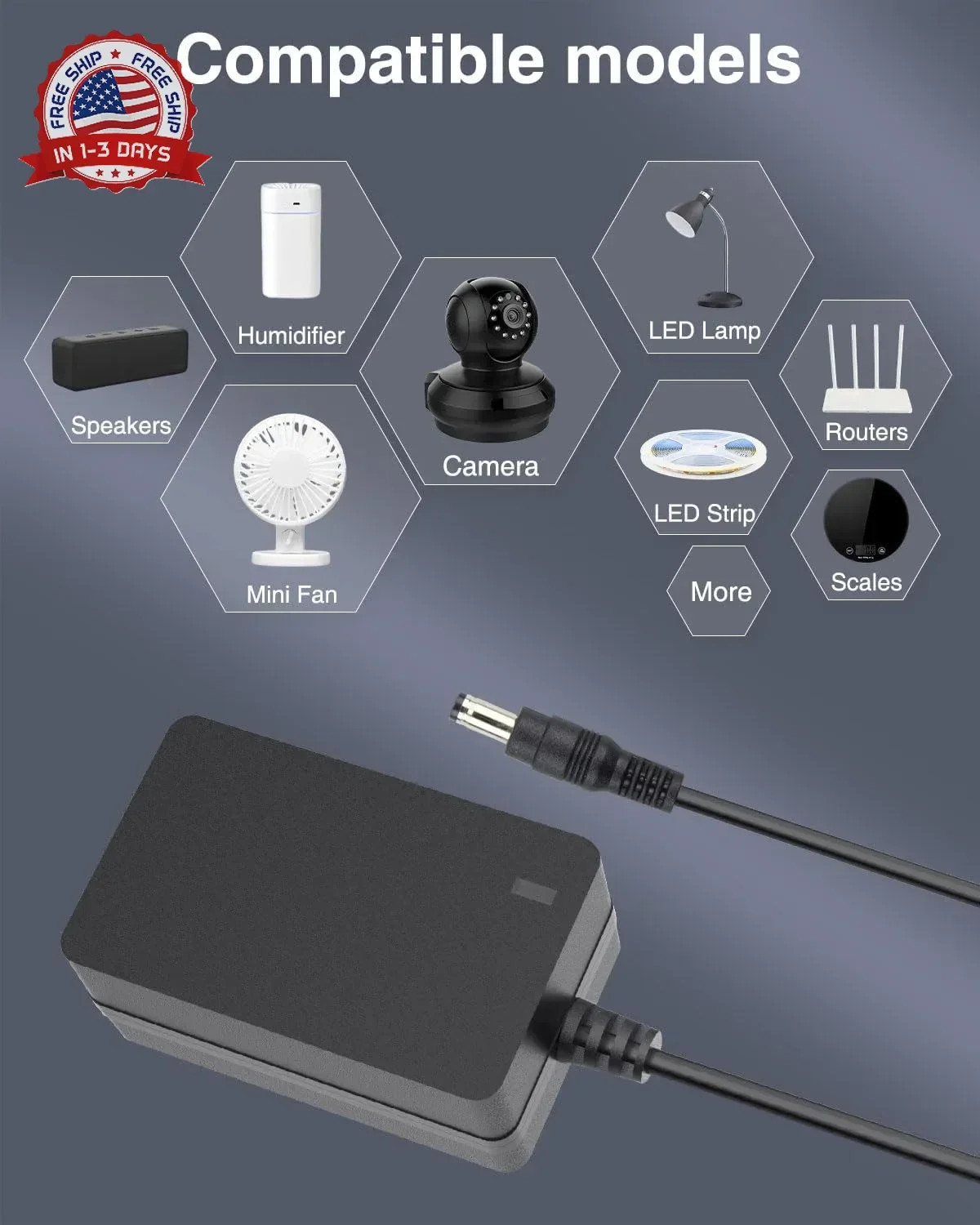 5V 1A Power Supply 5Volt 1Amp AC Adapter 100-240V DC 5V Power Cord 10FT,5.5mm x gallery