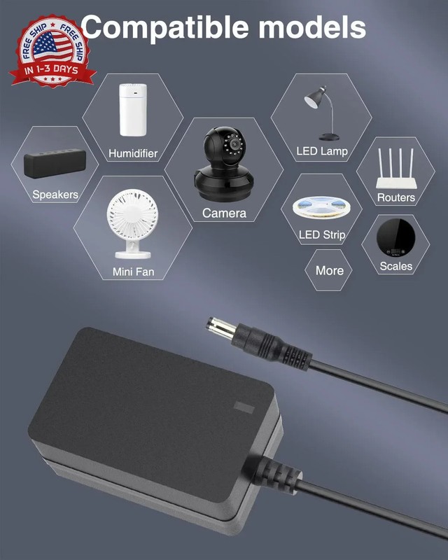 5V 1A Power Supply 5Volt 1Amp AC Adapter 100-240V DC 5V Power Cord 10FT,5.5mm x gallery