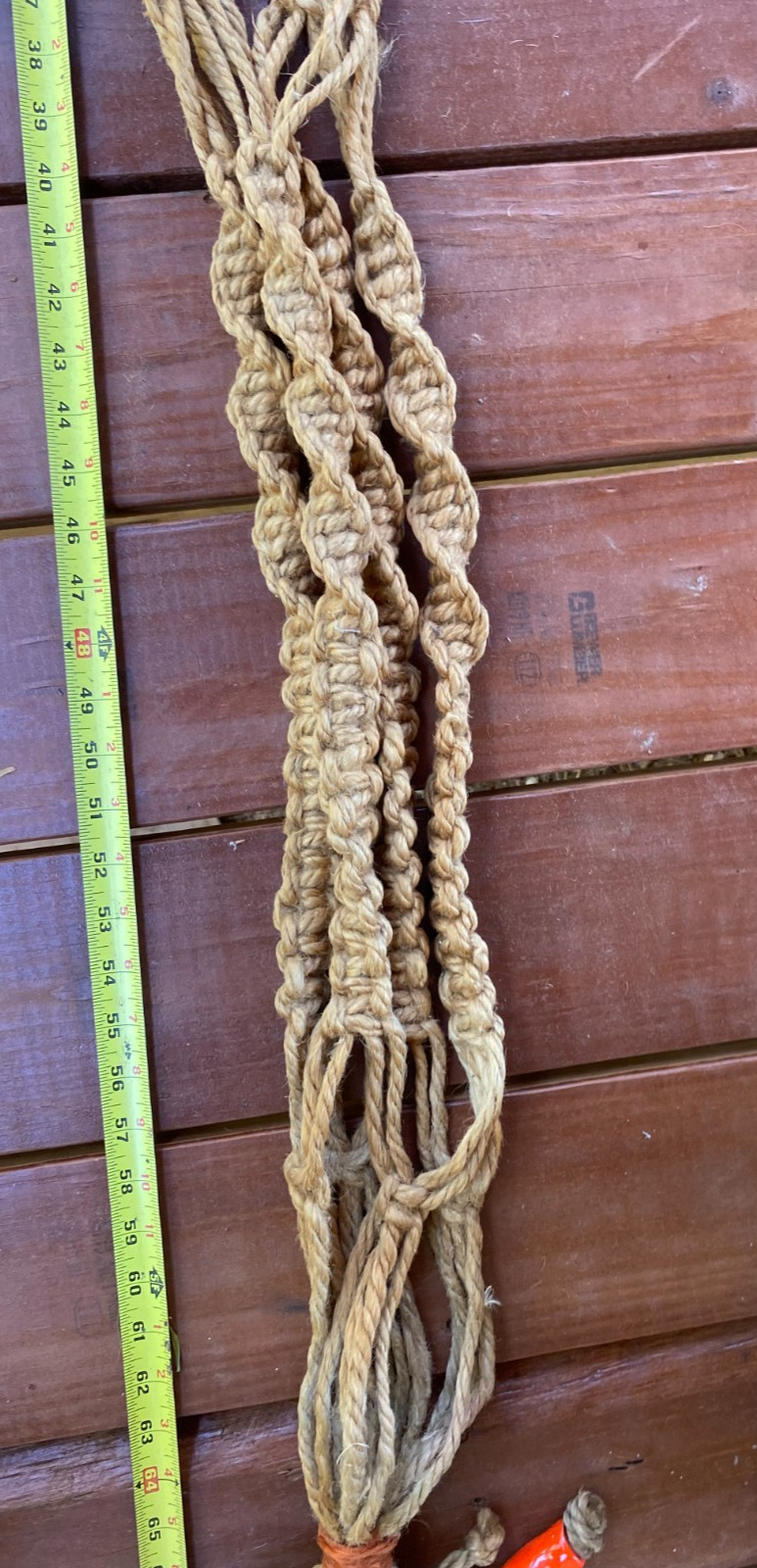 Vintage Retro Braided Macrame Plant Hanger Boho Wood Beads 70’s Brown 72 In Long gallery