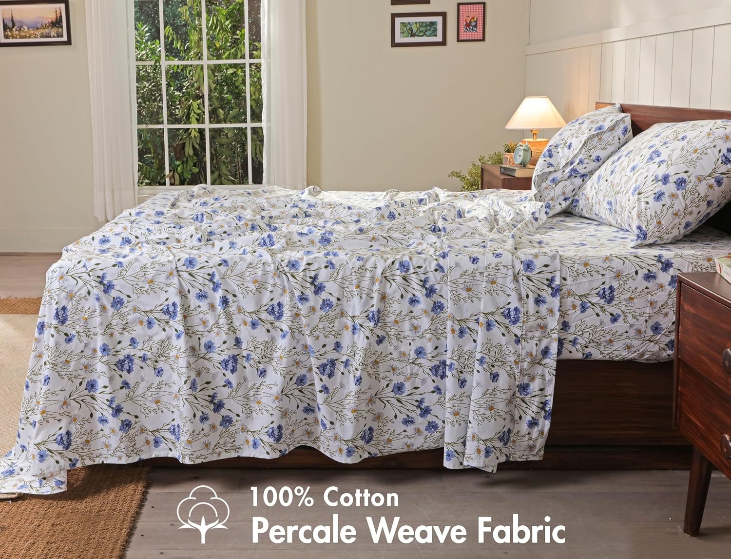 RUVANTI 100% Cotton Percale Sheets California King Size – Crisp Cooling Bed Shee gallery