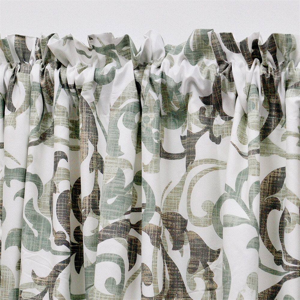 2 Piece Printed Ravello Scroll Curtain Set, Brown Aqua, Each Panel 60" x 96" gallery