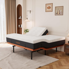 Split Top King Adjustable Bed Frame & 14″ Gel Memory Foam Mattress, Orange