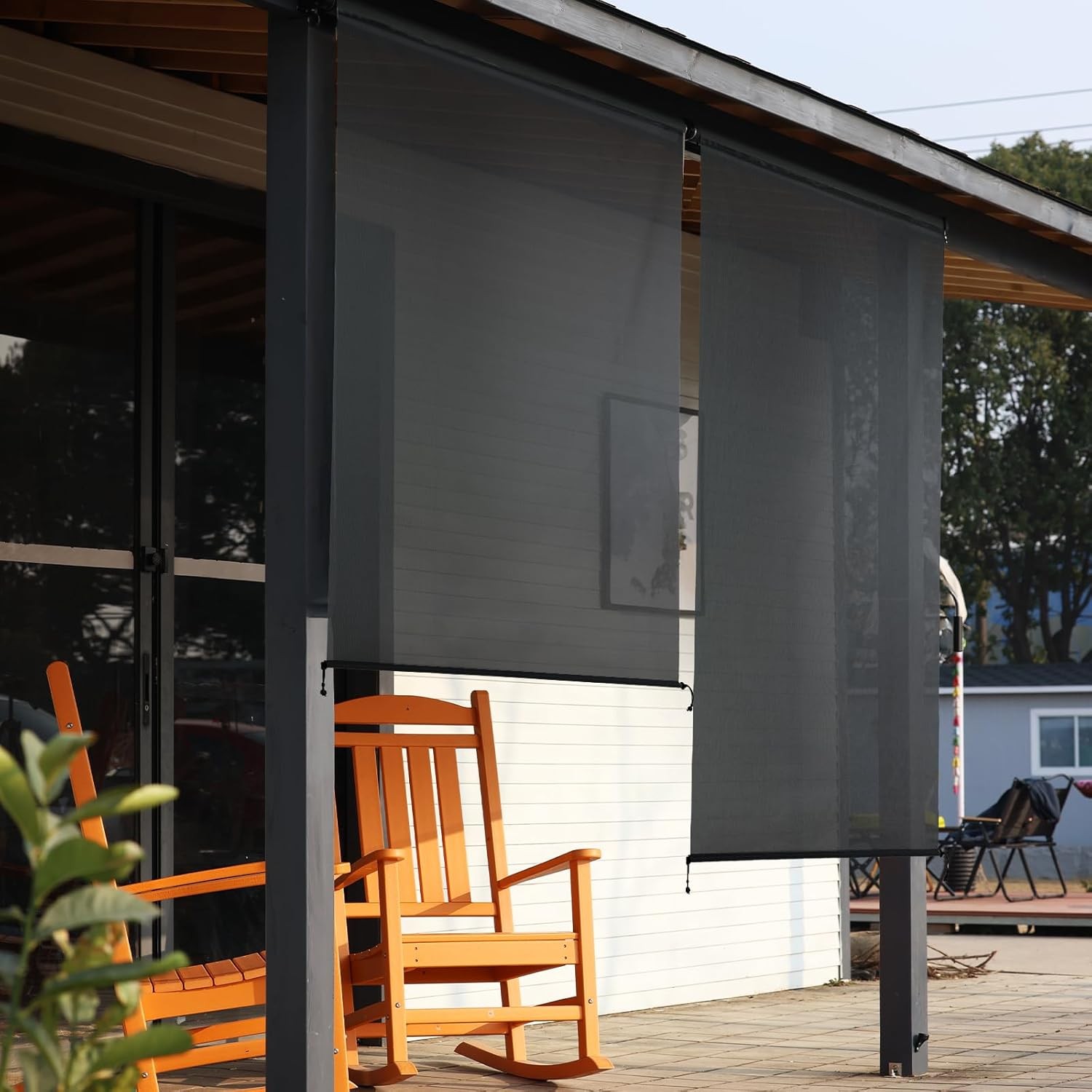 5% Openness Cordless Solar Fabric Roller Shade 6'W x 8'H Sun Shade for Outdoor gallery