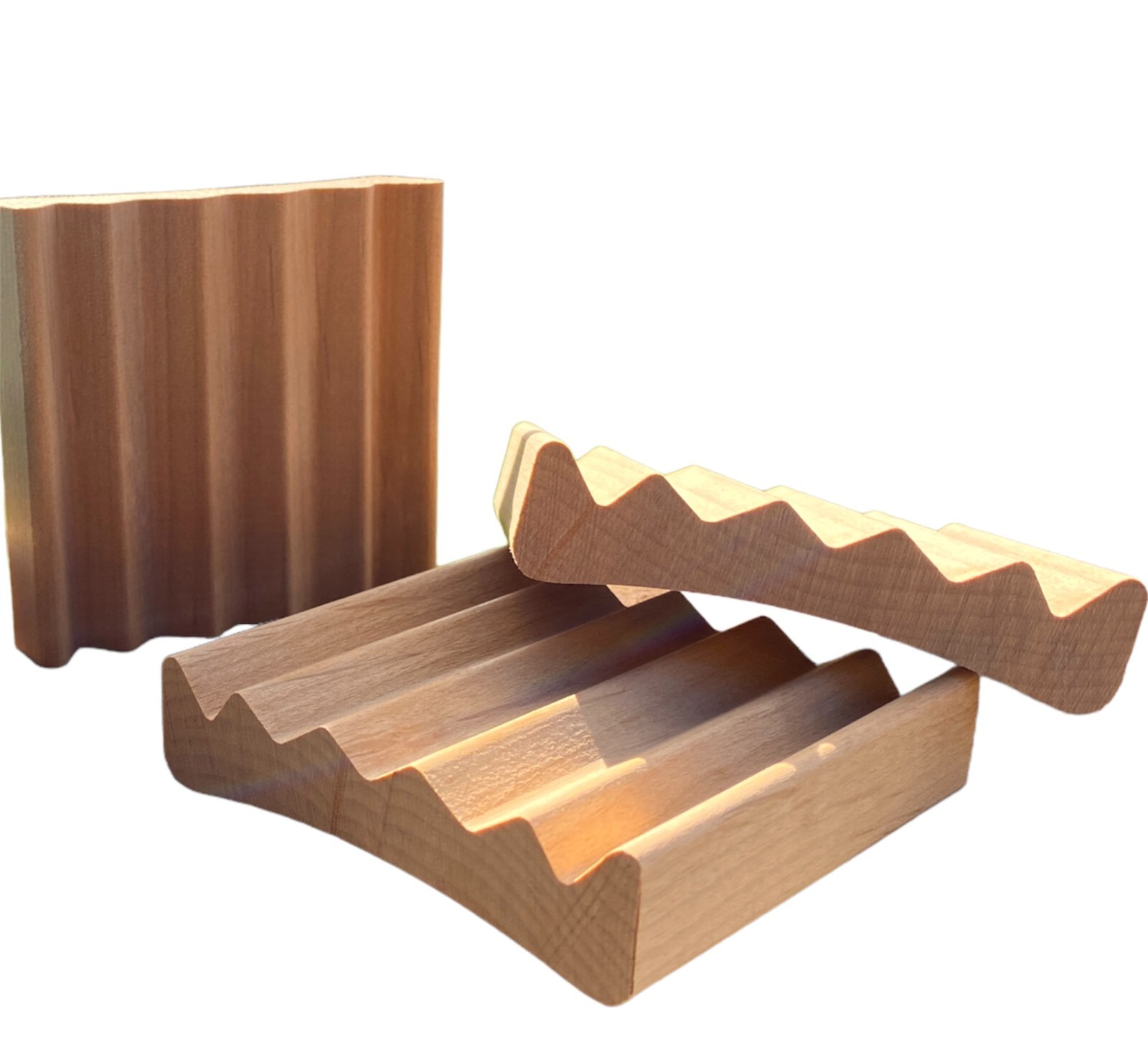 2 Luxurious solid red alder wood soap dishes - handmade in the USA - 3" x 3" gallery